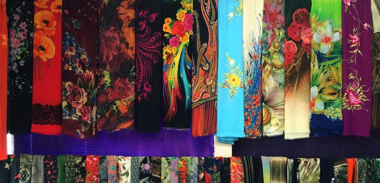 Colorful floral and patterned fabrics available at Mira Mesa Tailoring